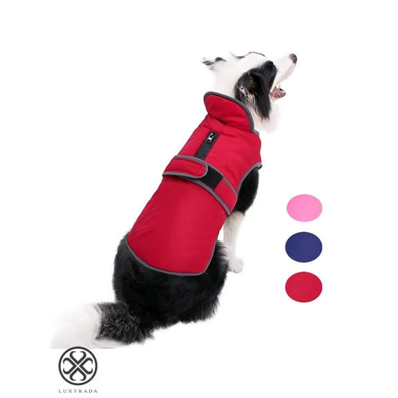 Luxtrada Reflective Waterproof Windproof Dog Coat Cold Weather Warm Dog Jacket Reversible Stormguard Winter Dog Vest for Small Medium Large Dogs