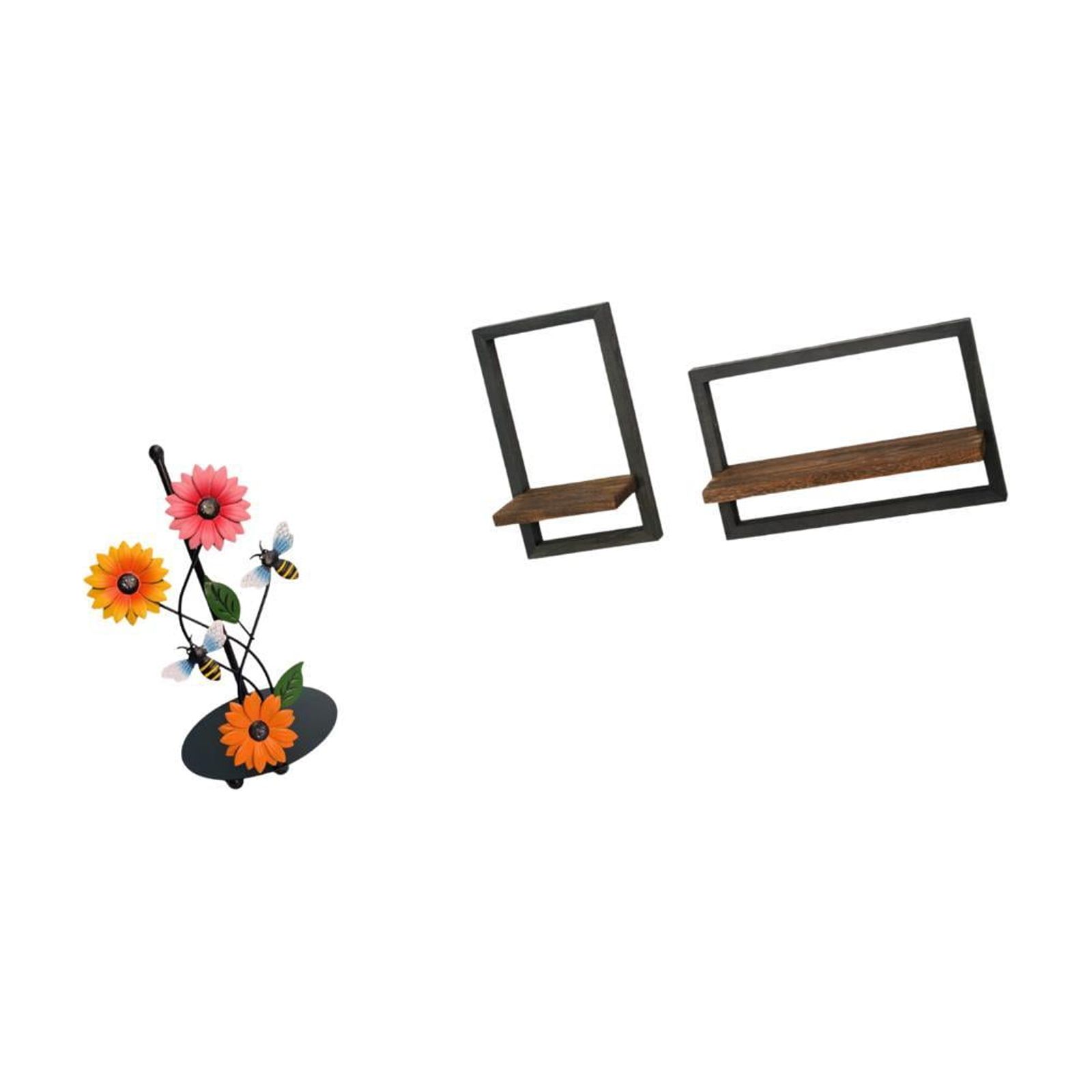Fiocias Toilet Paper Holder Paper Towel Holder Countertop Kitchen Roll Holders Standing Paper Towel Wall Storage Shelves Made of Iron And Wood Suitable for Ki