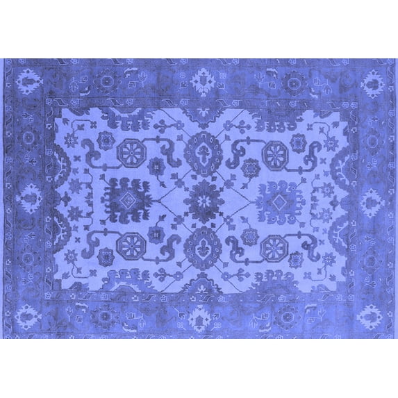 Ahgly Company Indoor Rectangle Oriental Blue Industrial Area Rugs, 7' x 9'