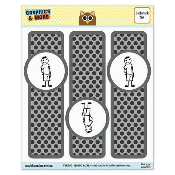 Teen Son Stick Figure Family Boy Glossy Laminated Bookmarks - Set of 3