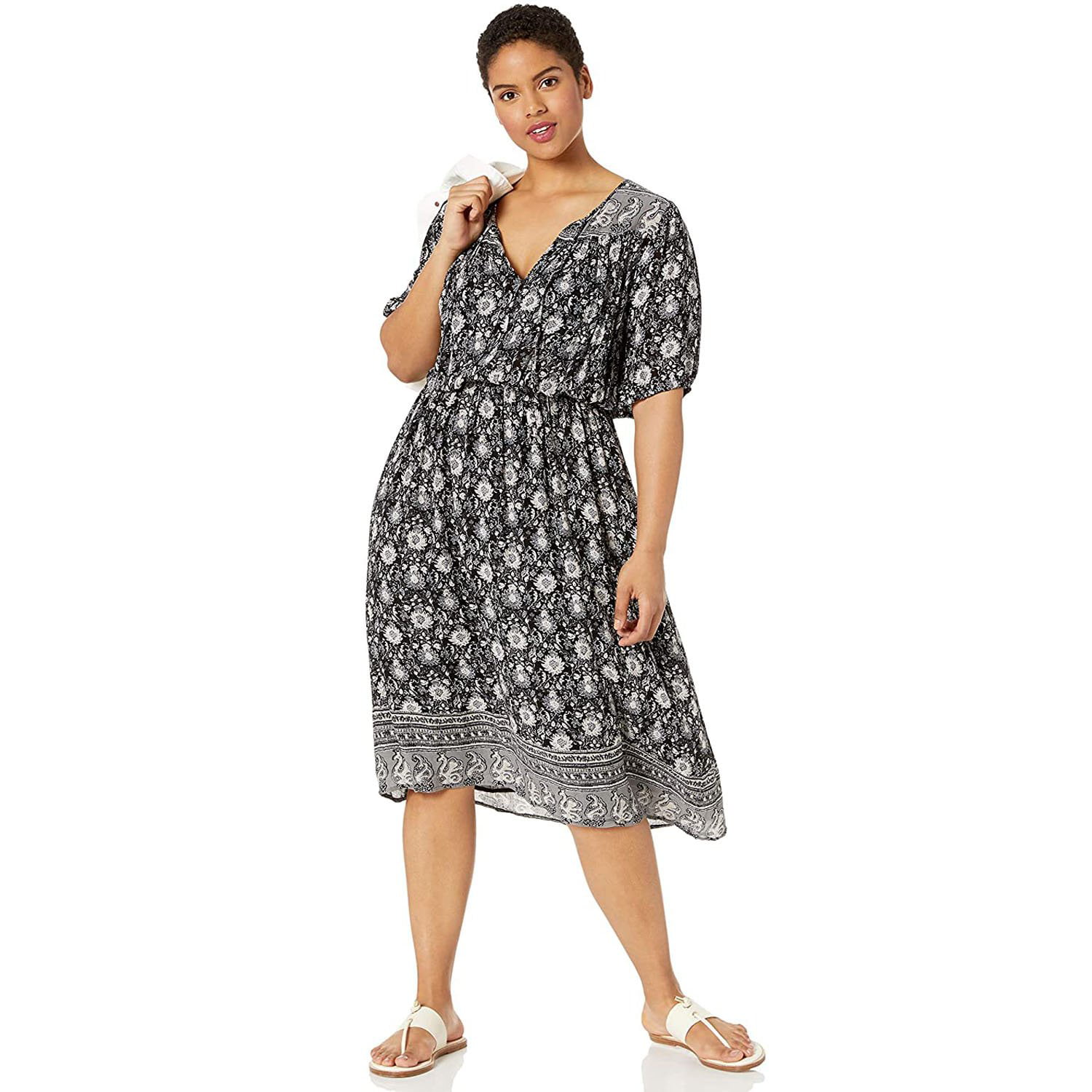 Fourever Funky - Lucky Brand Women Plus Size Printed Peasant Dress 3X ...