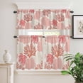 thumbnail image 6 of Coastal Ocean Coral Curtain Valances Set Red Pink Theme Pattern Kitchen Curtains 24&nbsp;inch Length Rod Pocket Valance and Tiers 3 Piece Set Small Bedroom Bathroom Laundry Decor, 6 of 9