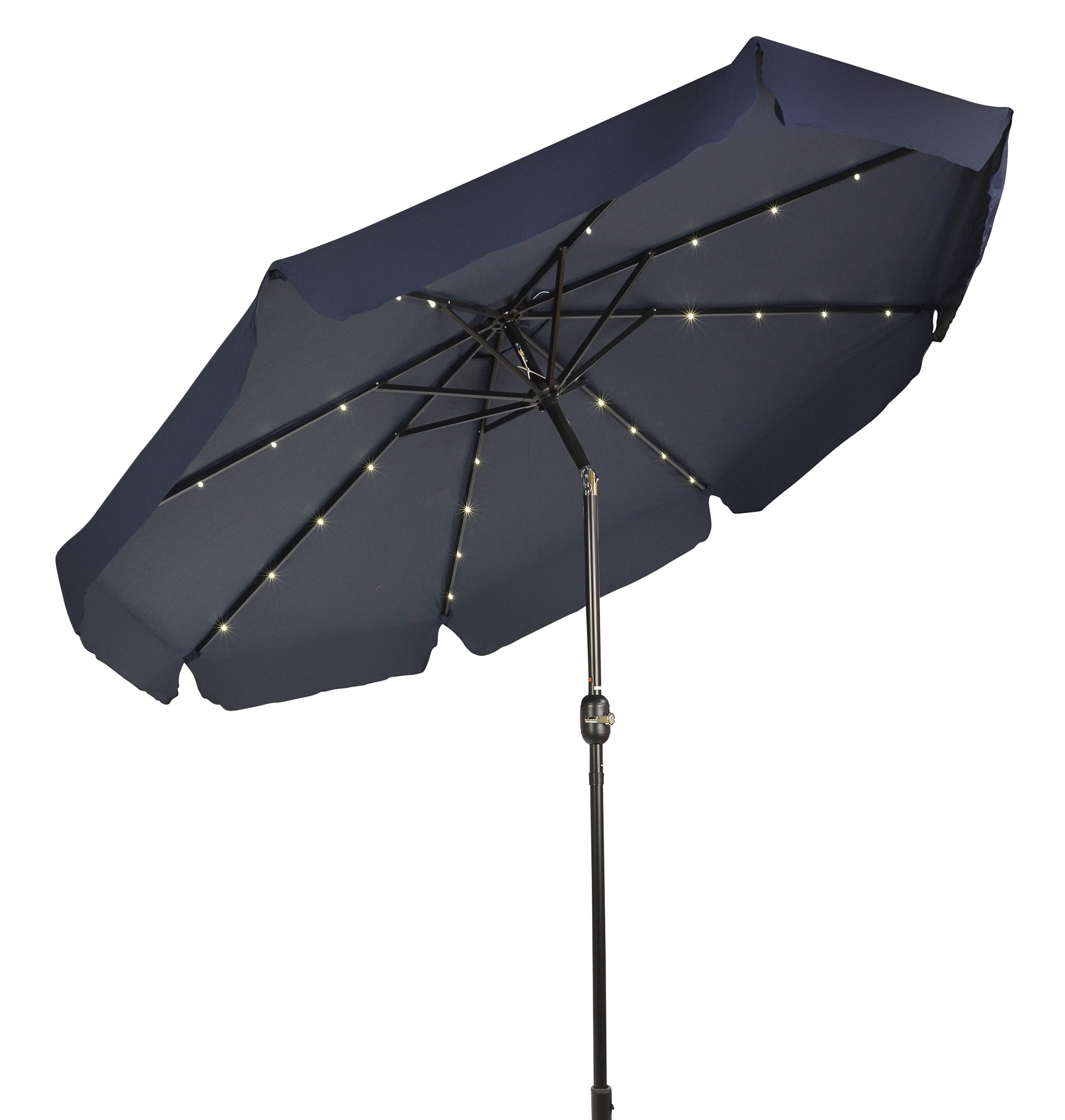Deluxe Solar Powered LED Lighted Patio Umbrella 10' With Scalloped