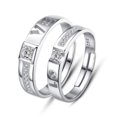 thumbnail image 4 of Maoww 2Pcs/set Men Women Couples Rings Wedding Party Crystal Letters Cuff Ring Love Matching Jewelry, 4 of 8