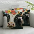 thumbnail image 3 of Shiartex Watercolor Painting Dairy Cow Throw Pillow Cases Adorable Farm Animals with Flower Wreath Decorative Pillow Cushion Covers  Rustic Farmhouse Chair Decor Square  Pillowcase, 3 of 5