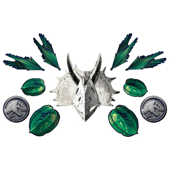 Amscan Jurassic World Room & Wall Decorating Kit, Green/White, 13-in, 11-pk