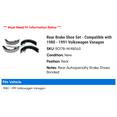thumbnail image 2 of Rear Brake Shoe Set - Compatible with 1980 - 1991 Volkswagen Vanagon 1981 1982 1983 1984 1985 1986 1987 1988 1989 1990, 2 of 2