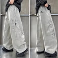 thumbnail image 4 of LIIPEE Boys Cargo Pants Kids Casual Solid Color Drawstring Waist Baggy Wide Leg Trousers With Pockets Comfortable Breathable Fashion Versatile Bottoms,13-14 Years, 4 of 5