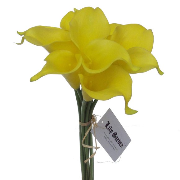 Lily Garden Mini 15" Artificial Calla Lily 10 Stem Flower Bouquets (Yellow)