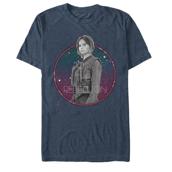 Men's Star Wars Rogue One Jyn Join the Rebellion Graphic Tee Navy Blue Heather Large