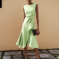 thumbnail image 2 of Women Elegant Crew Neck Sleeveless Long Dress Summer Solid Color Slimming Ruffle Irregular A-Line Party Dresses, 2 of 2