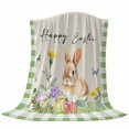 thumbnail image 6 of Happy Easter Bunny Blanket Soft Cozy Warm Throw Blanket for Couch, Plush Fuzzy Flannel Fleece Blankets for Sofa, Spring Floral Burlap Sage Green Plaid Bed Blankets Lightweight Gifts for Men, 50"x80", 6 of 9