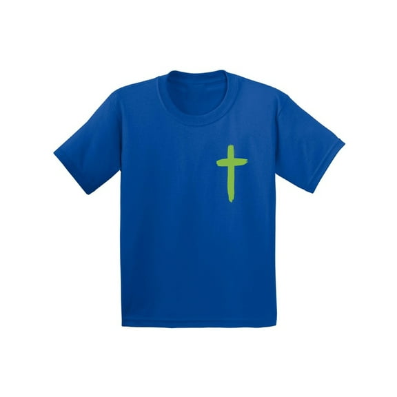 Awkward Styles Green Cross Youth Shirt Christian T Shirt for Boys Christian Cross Shirts for Girls Jesus T-Shirt for Children Christian Cross Gifts Jesus Clothing for Children Cross T-Shirt for Kids