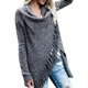 thumbnail image 1 of Suéter tipo poncho con flecos para mujer, cárdigan largo de punto, abrigo tipo suéter (XL), 1 of 5