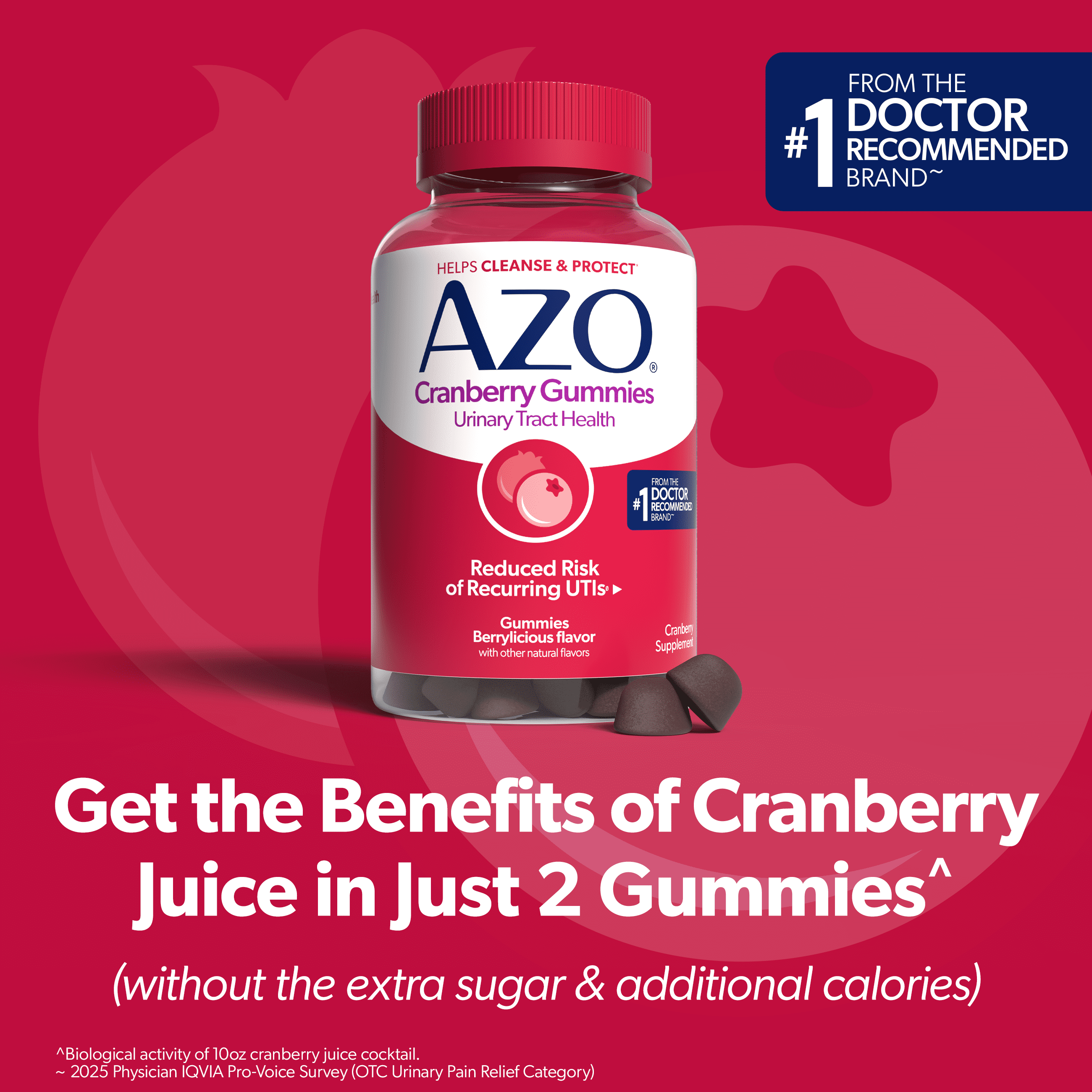 (3 pack) AZO Cranberry Urinary Tract Health Gummies Supplement, Helps Cleanse & Protect for Reduced UTIs, Berrylicious Flavor, 40 Count