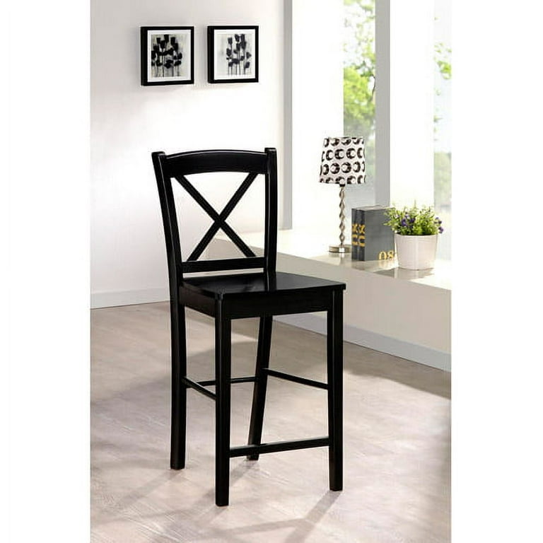 Linon X Back Full Back Barstool 30 Seat Height Black Finish