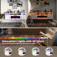 thumbnail image 5 of Waleaf 70'' Floating Fireplace TV Stand for TVs up to 80'', Wall Mounted Entertainment Center with 36'' Electric Fireplace, High Gloss Cabinet Doors and 20-Color LED Lights, 5 of 9