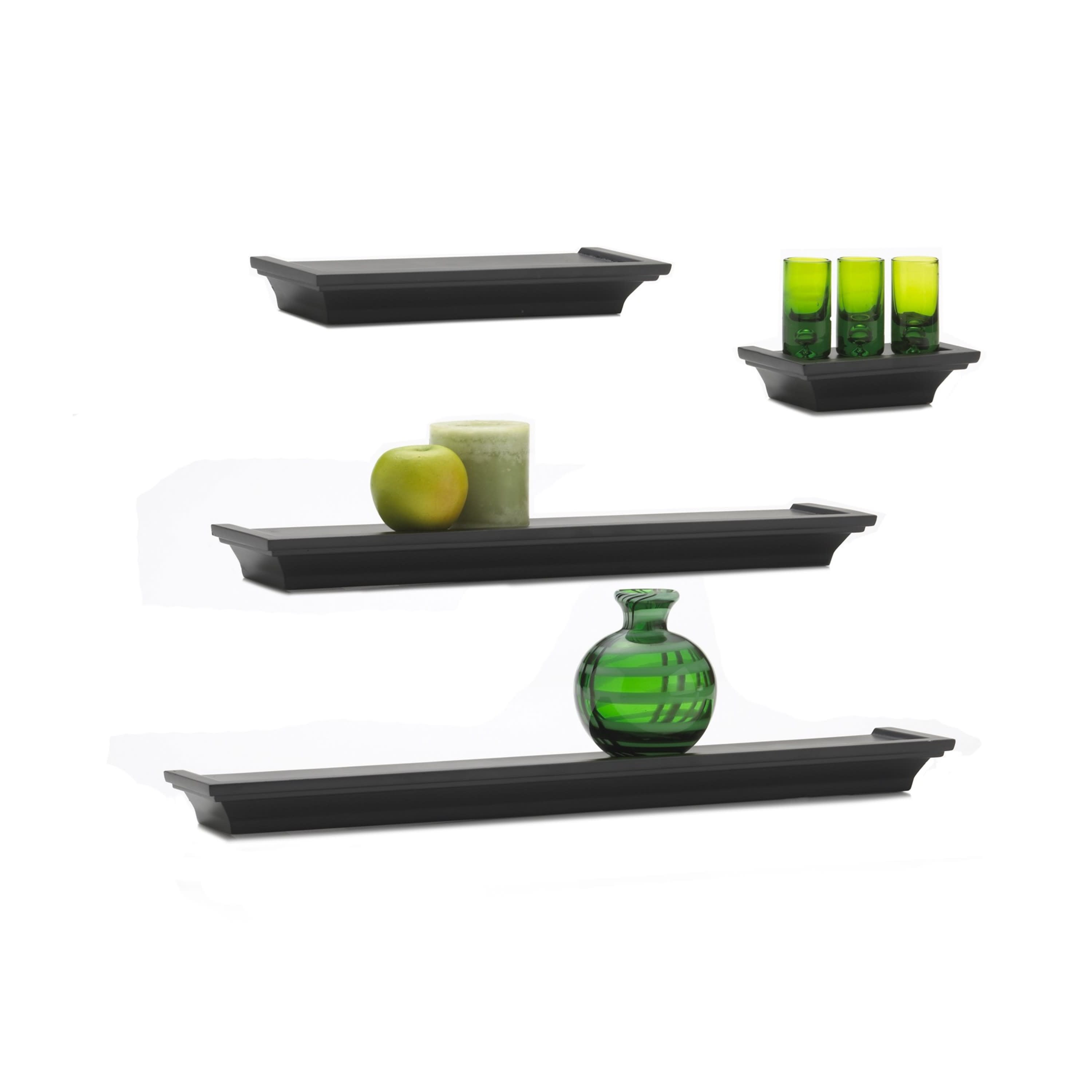 Melannco Floating Wall Shelves Set of 4 Black