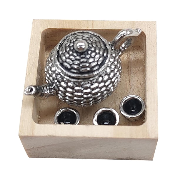 1/12 casa de muñecas Mini juego de té realista simulado Mini tetera juego de tazas de té para muñecas Blanco perfke Mini tazas de tetera