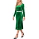 thumbnail image 4 of Vestido de terciopelo INSPIRE CHIC para mujeres con escote cuadrado, manga larga, vestido de cóctel, bodycon, estilo sirena, midi, 4 of 6