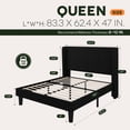 thumbnail image 3 of Einfach Queen Luxury Channel-Tufted Corduroy Velvet Platform Bed Frame with Wingback Headboard, Black, 3 of 10