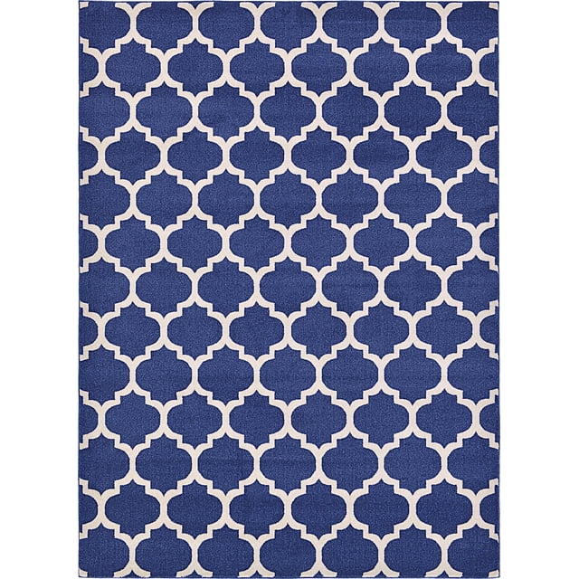 Unique Loom 3121503 Moroccan Lattice Area Rug, 8 x 11 Feet, Navy Blue/Beige
