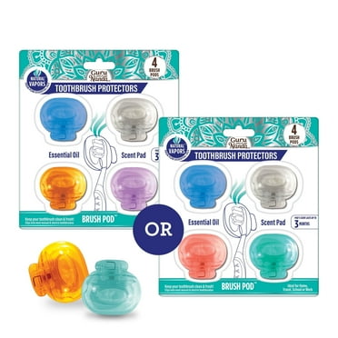 GuruNanda Brush Pod Toothbrush Protector Cover Cap- Various Colors - 4 Count