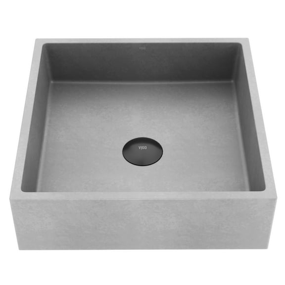 VIGO Alhambra Gothic Gray Concreto Stone 15 in. L x 15 in. W x 5 in. H Square Vessel Bathroom Sink