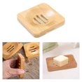 thumbnail image 3 of Soporte de madera para jabones de bambú Sunnimix jabonera de almacenamiento cuadrado, 3 of 7