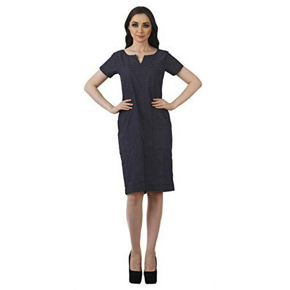 Bimba Printed Short Sleeves Bodycon Chambray Dress For Women Formal Wear