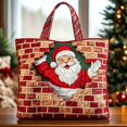 thumbnail image 5 of CLOUJI Christmas Gift Bags Quilted Santa Print Tote Large Capacity Holiday Shopping Shoulder Reusable Festive Grocery for Women Xmas, 5 of 7