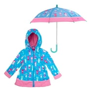 Stephen Joseph Girls 4-8 Rain Coat & Umbrella Set