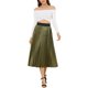 thumbnail image 2 of Falda de mujer Allegra K con cintura elástica, falda midi plisada metálica en línea A, verde militar, talla L, 2 of 6
