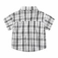 thumbnail image 3 of OSOLU Boys Shirts Button Down Short Sleeve Black White Plaid Turndown Collar with Pocket Casual Shirts White, 3 of 8
