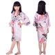 thumbnail image 1 of Camisón largo con estampado de peonías y pavo real para niña, bata de baño de verano de seda sintética fina para niños, cárdigan para el hogar, 1 of 6