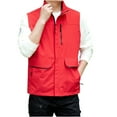 thumbnail image 4 of hopeusince Men's Multi-Pocket Quick Dry Lightweight Breathable Outdoor Travel Vest Fishing Camping Hiking Gilet Waistcoat Red XXXXXL, 4 of 5