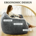 thumbnail image 4 of HOMGUAVA Oversized Bean Bag Chair for Adults, Plush Bean Bag Couch Comfy Sofa with Wide Armrests & Soft Memory Foam, Gray, 4 of 7