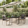 thumbnail image 1 of vidaXL 3 Piece Garden Dining Set with Cushions Black and Grey Poly Rattan, 1 of 5