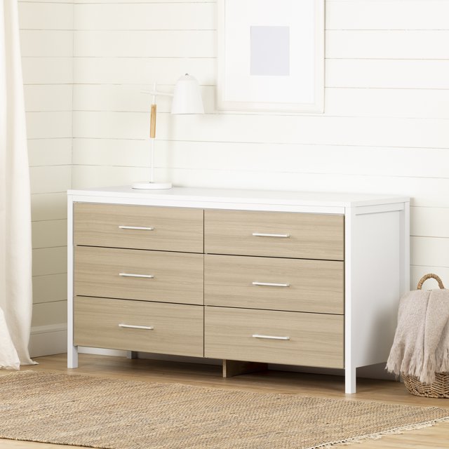 South Shore Munich 6-Drawer Dresser for Child, in White and Soft Elm