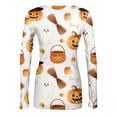 thumbnail image 5 of Halloween Shirts for Women Long Sleeve Crew Neck Shirts Funny Pumpkin Graphic Ribbed Shirts Fall Slim Fit Basic Tops, 5 of 5