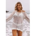 thumbnail image 2 of Charmo Womens Crew Neck Crochet Top Long Sleeve Swim Cover Ups Swimsuit, 2 of 4