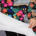 thumbnail image 3 of Oversized Wearable Blanket Hoodie,Yorkie Dog and Flower Florals Sherpa Blanket Hoodie with Super Pockets,Super Warm Fuzzy Pullover for Women & Men, 3 of 6