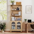 thumbnail image 4 of Weselon 70" Tall Bookcase with Door and Shelves, Freestanding Storage Cabinet with Arched Acrylic Door for Living Room Office Storage, Floor Standing Bookshelves,Oak, 4 of 7