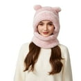 thumbnail image 4 of Uandlove Fleece Lined Bear Ear Winter Hat for Adults, Warm Windproof Unisex One-Size with Face Cover/Neck Gaiter (Light Pink), 4 of 7