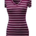 thumbnail image 3 of FashionOutfit Women's Casual Thin Stripe Vneck Shirts, 3 of 3