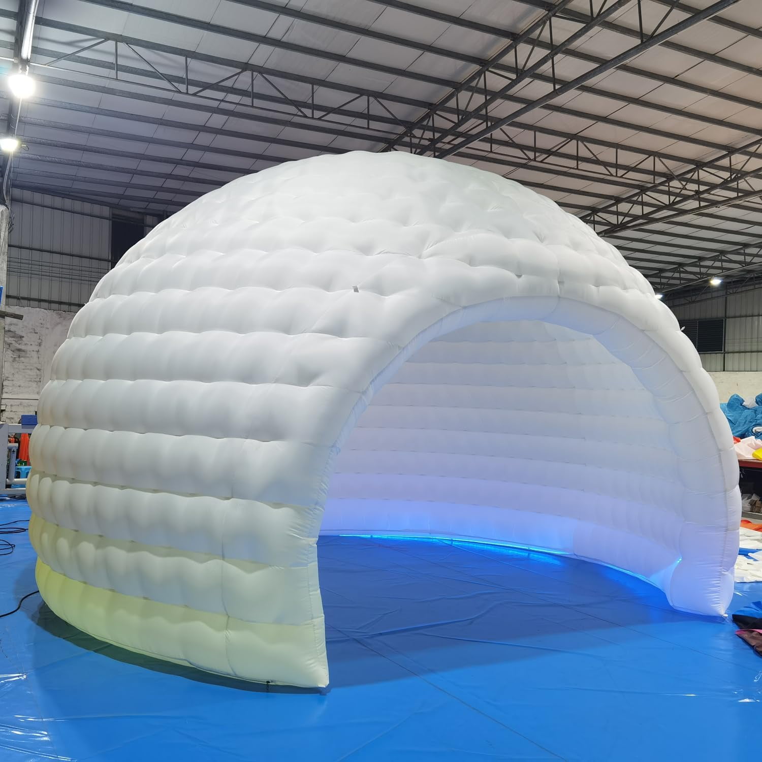 Striking Inflatable Igloo Dome Tent with Led Strips & Big Opening Outdoor Portable Nightclub Disco Igloo Party Wedding House White Oxford Air Marquee for Events (26.2Ft 8m D)