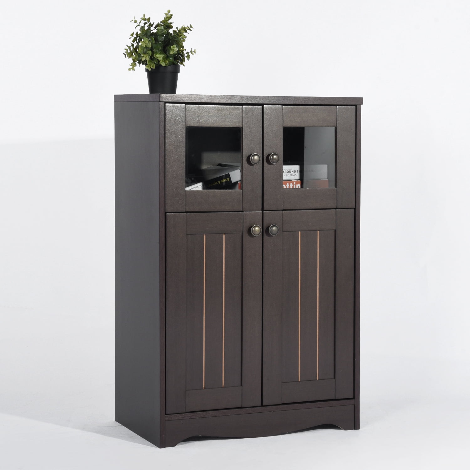 Kepooman Floor Storage Cabinet, Free Standing Kitchen Cupboard, Wooden Storage Cabinet with 2 Doors, Office Furniture, Brown Kepooman Floor Storage Cabinet, Free Standing Kitchen Cupboard, Wooden Storage Cabinet with 2 Doors, Office Furniture, Brown