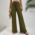 thumbnail image 3 of Womens Summer Loose Beach Yoga Pants Lacing Elastic Waist Wide Leg Palazzo Trousers Baggy Lounge Athletic Pants with Pockets, 3 of 7