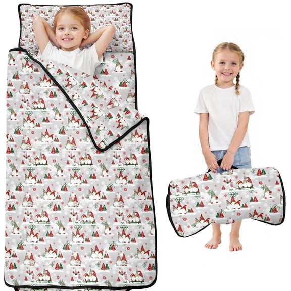 Multicolor Christmas Gnome Pattern Toddler Nap Mats for Kids Preschool,50"x20" Sleeping Mat Bag or Kids,Toddler Sleeping Bag,Toddler Nap Mat or Daycare