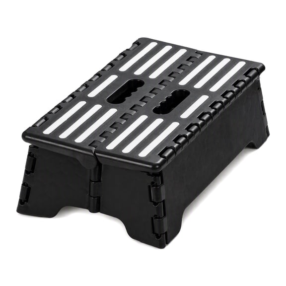 Portable Folding Step Stool, 5 Inch Lightweight Anti-Skid Stepping Stool, Non-Slip Textured Grip Surface for Adults Seniors at Home, Kitchen, Bathroom, Bedroom, Closet, Black